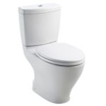 Modern white ceramic toilet with eco-friendly features, showcased by B&L Plumbing for innovative bathroom design.